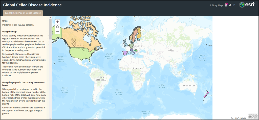 A link to the interactive map of global celiac incidence.