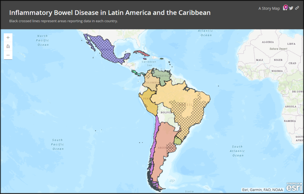 A link to the interactive map of IBD in Latin America and the Caribbean.