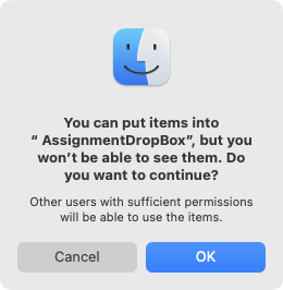 You can put items into AssignmentDropBox but you won't be able to see them.